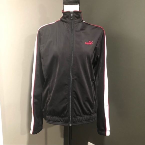 Puma Black/Pink/White Track Jacket Sz L - Picture 5 of 11